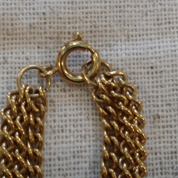 Vintage Gold tone flat Nest 3 Strand Necklace - Picture 5 of 8